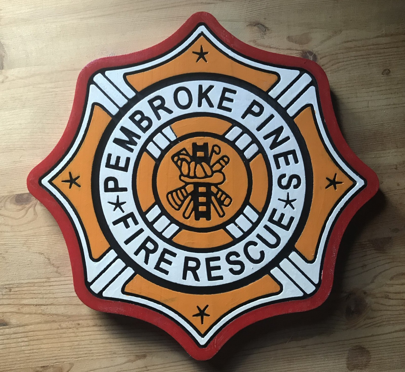 Fire Department Pembroke Pines 3D routed wood patch plaque EMS sign Custom