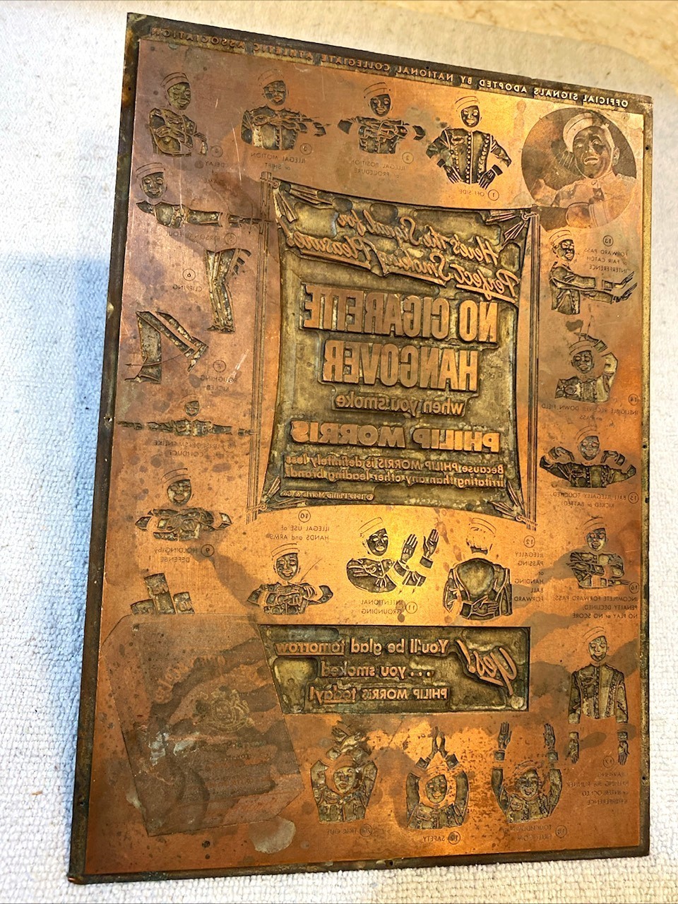 Vintage Printing Plate Copper Art Smoking Pipe Tobacco PHILLIP MORRIS 10 X 7 VGC Vintage Printing Plate Copper Art Smoking Pipe Tobacco PHILLIP MORRIS 10 X 7 VGC