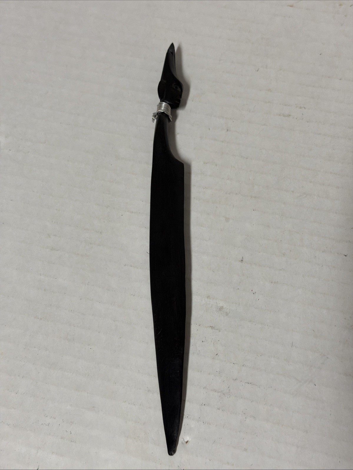 Wood carved letter opener African head tribal dark 10”