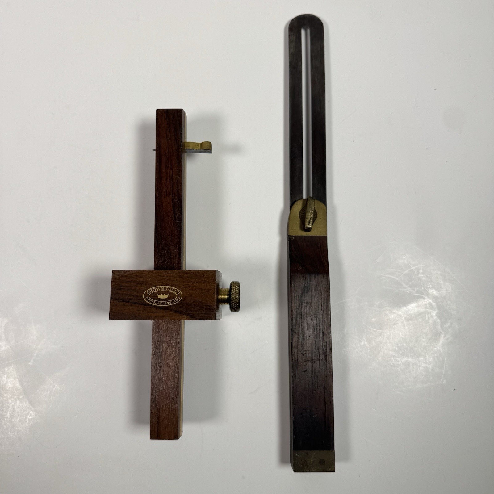 Vintage Crown Tools Sheffield Rosewood Marking Gauge & Sliding Bevel Tool Lot