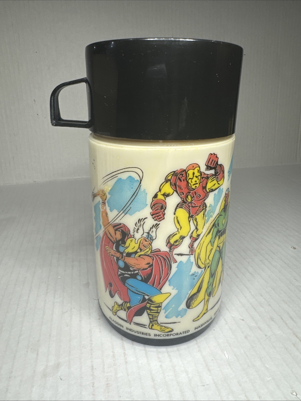 Vtg 1976 Aladdin MARVEL COMICS Super Heroes Thermos w/ Cap & Lid Hulk Spider-man Vtg 1976 Aladdin MARVEL COMICS Super Heroes Thermos w/ Cap & Lid Hulk Spider-man