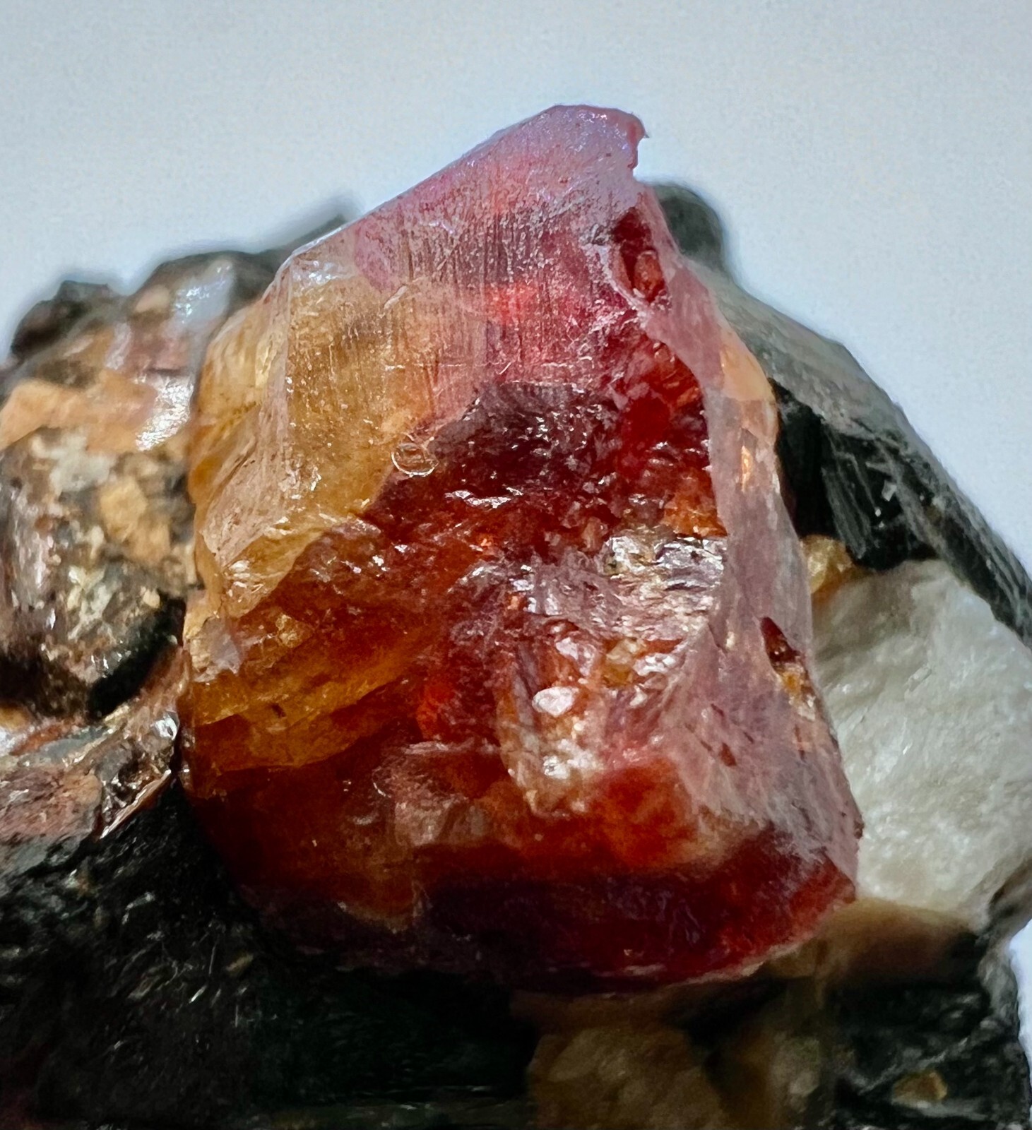 24 Gm Gorgeous Natural Perfect Red Zircon Crystal On Matrix Specimen~Pak