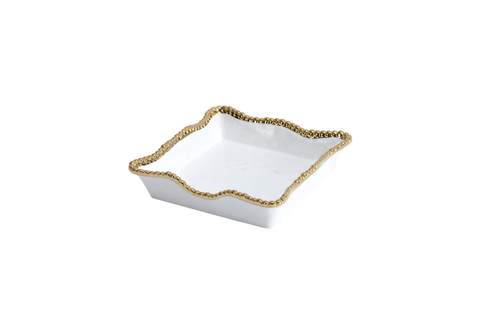 Pampa Bay Porcelain Silver Luncheon Napkin Holder with Gold Titanium Beaded Edge Pampa Bay Porcelain Silver Luncheon Napkin Holder with Gold Titanium Beaded Edge