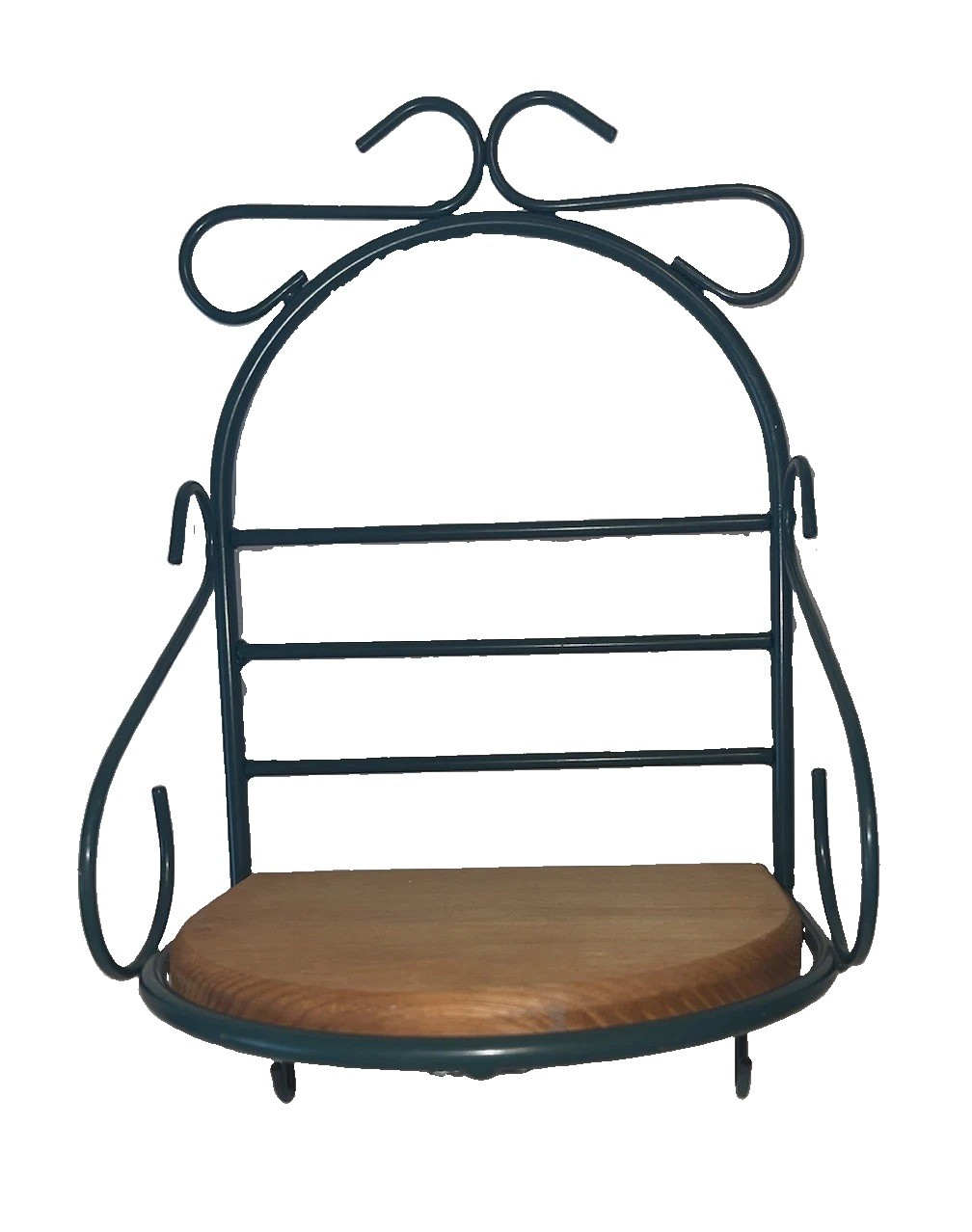 Cute Vintage Homco Hanging Wall Shelf Green Metal Frame and Wood Cottage Cute Vintage Homco Hanging Wall Shelf Green Metal Frame and Wood Cottage