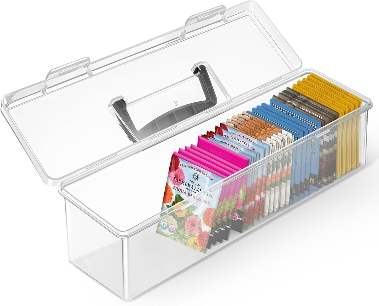 Seed Packet Organizer Box Plastic Portable Seed Packet Storage Box, Seed Storage Seed Packet Organizer Box Plastic Portable Seed Packet Storage Box, Seed Storage