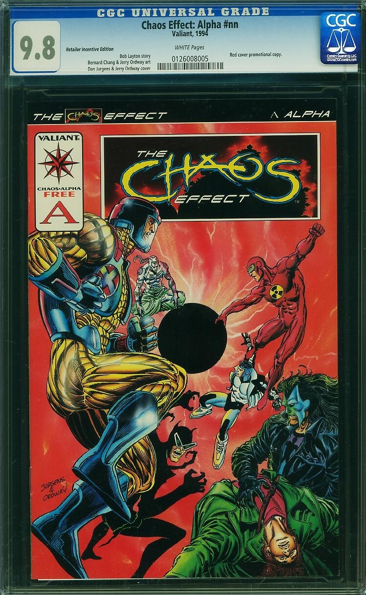 Chaos Effect Alpha CGC 9.8 NM-MT WP Red Retailer Incentive Valiant 1994 Chaos Effect Alpha CGC 9.8 NM-MT WP Red Retailer Incentive Valiant 1994