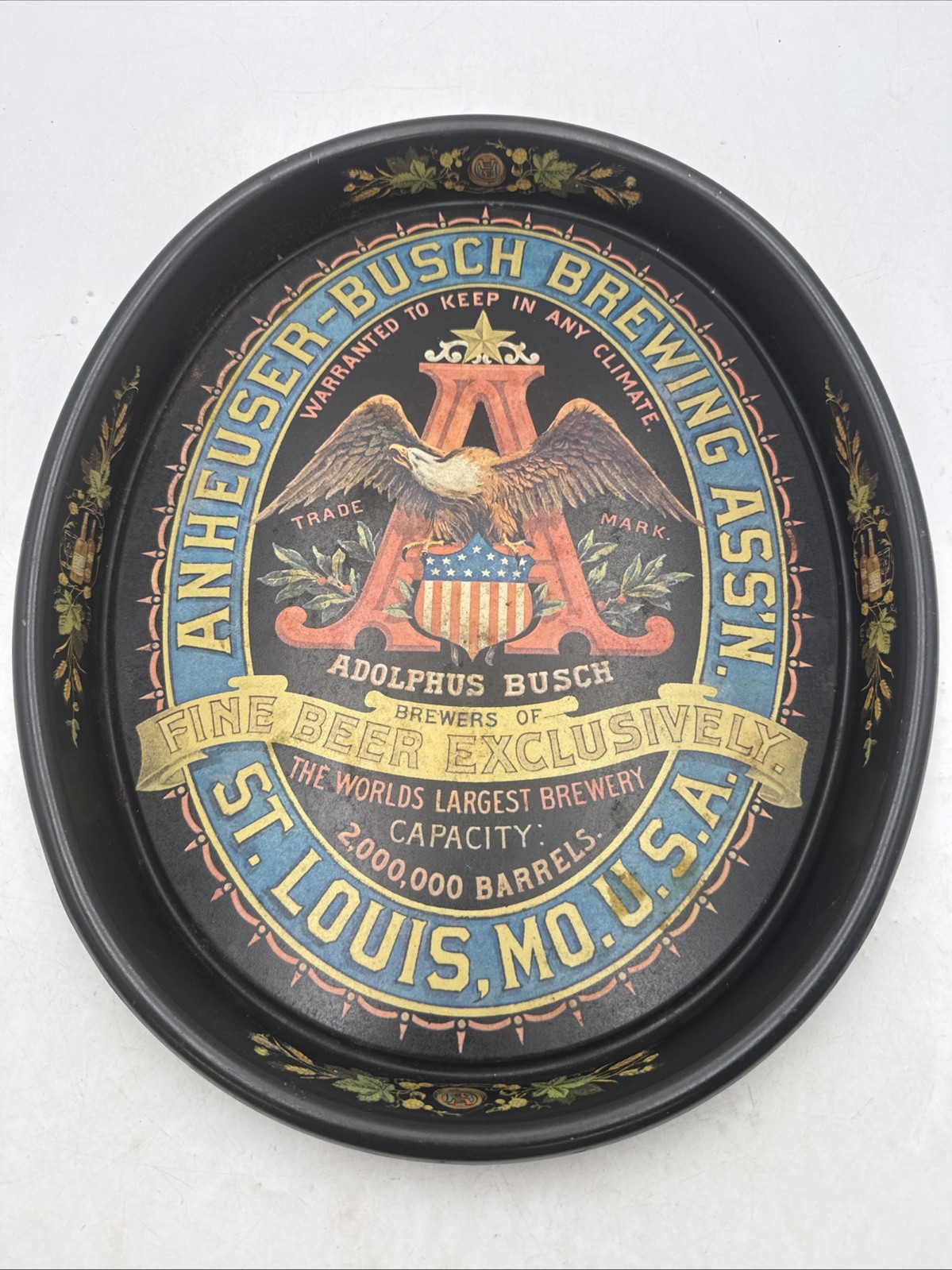 Vtg Anheuser-Busch Brewing Assn Metal Beer Serving Tray St Louis MO 15 Vtg Anheuser-Busch Brewing Assn Metal Beer Serving Tray St Louis MO 15