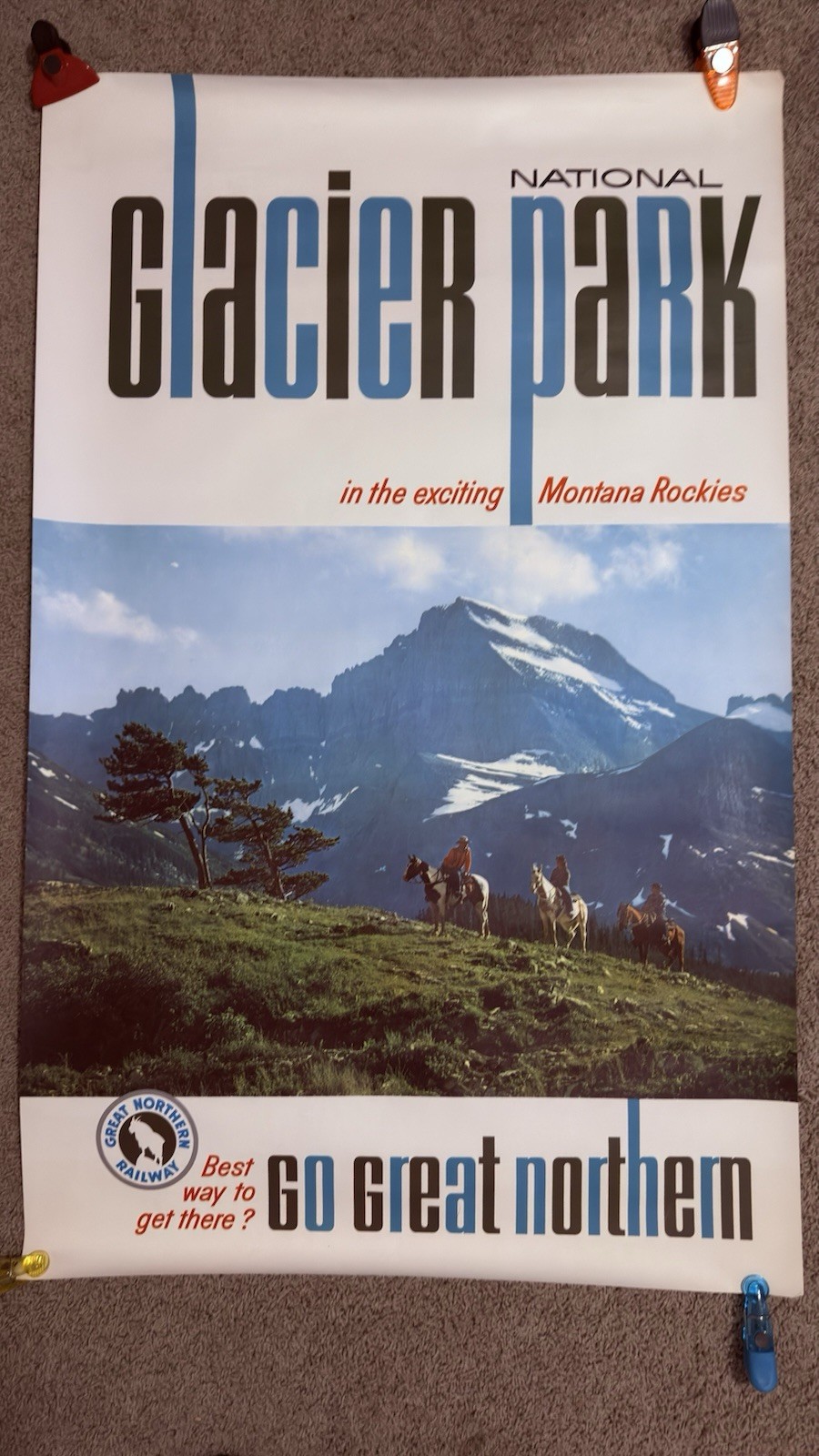 Vintage Northern Pacific Glacier Park. Montana Rockies Railroad Poster NM Vintage Northern Pacific Glacier Park. Montana Rockies Railroad Poster NM