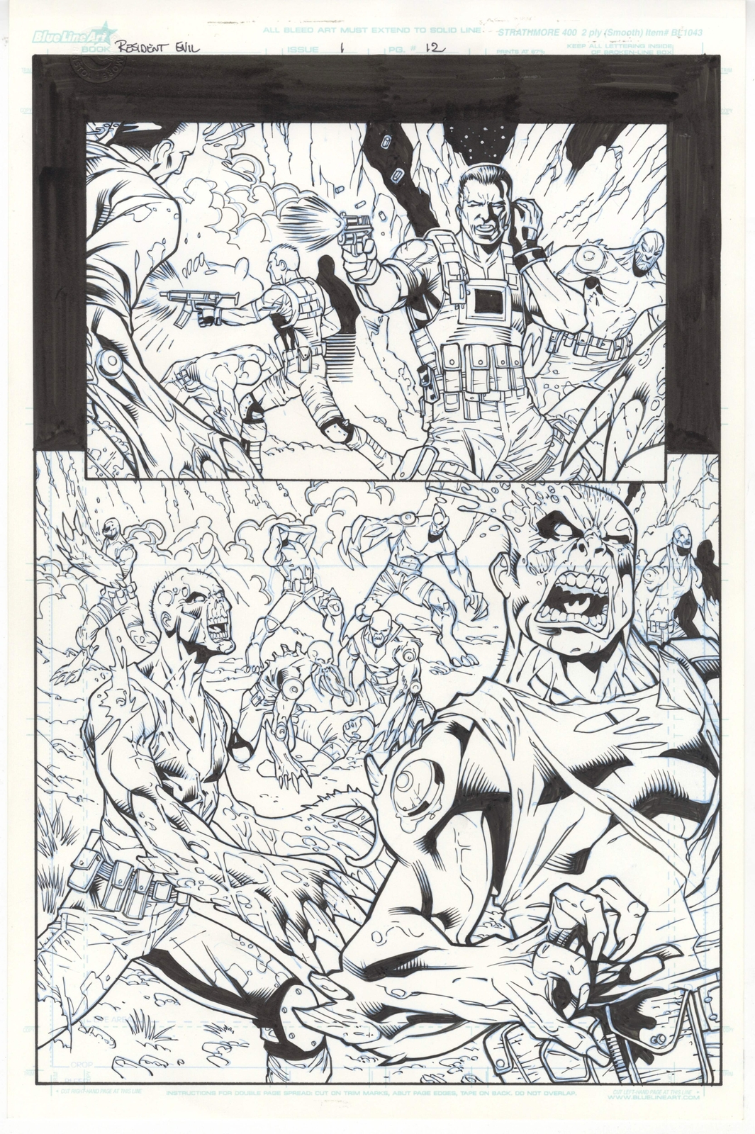 Resident Evil #1 pg 12 Original Comic Art by Kevin Sharpe - Half Splash