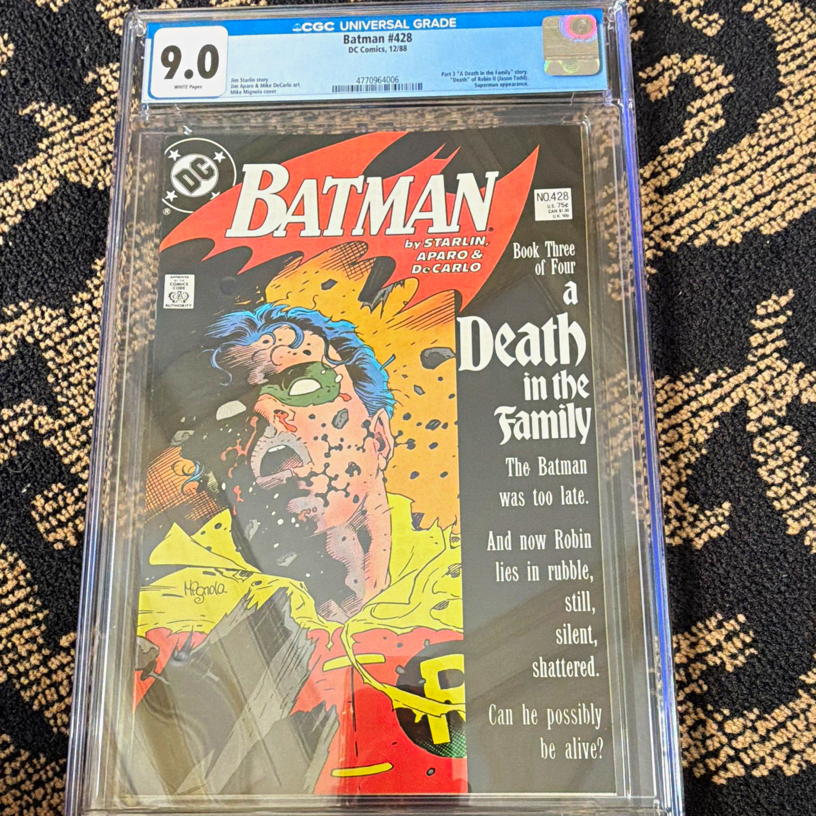 Batman #428 CGC 9.0 (1988) White Pages A Death in the Family Very Hot Batman #428 CGC 9.0 (1988) White Pages A Death in the Family Very Hot