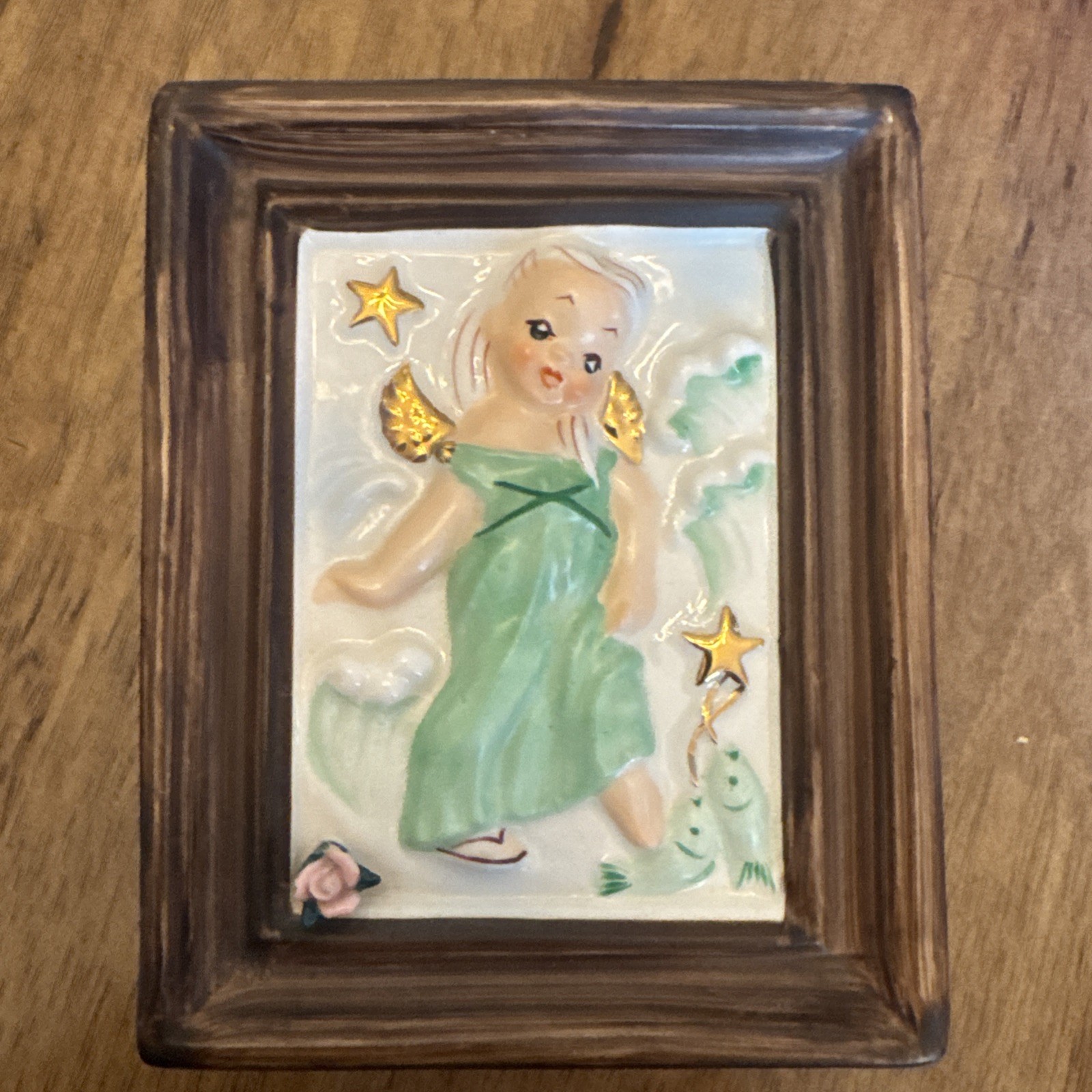 Vintage Napco Lucky Star Guardian Angel  Pisces Zodiac Wall Pocket Japan