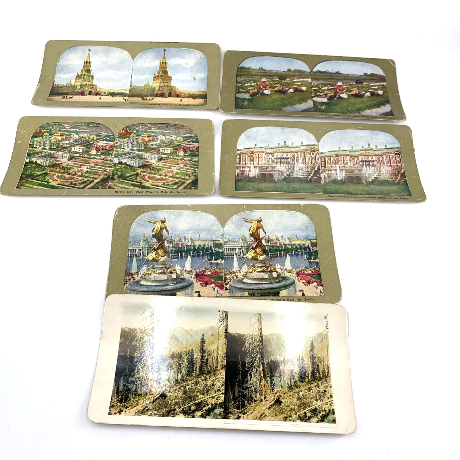Stereoview Stereoptic Cards Lot of 8 Black White Color Antique