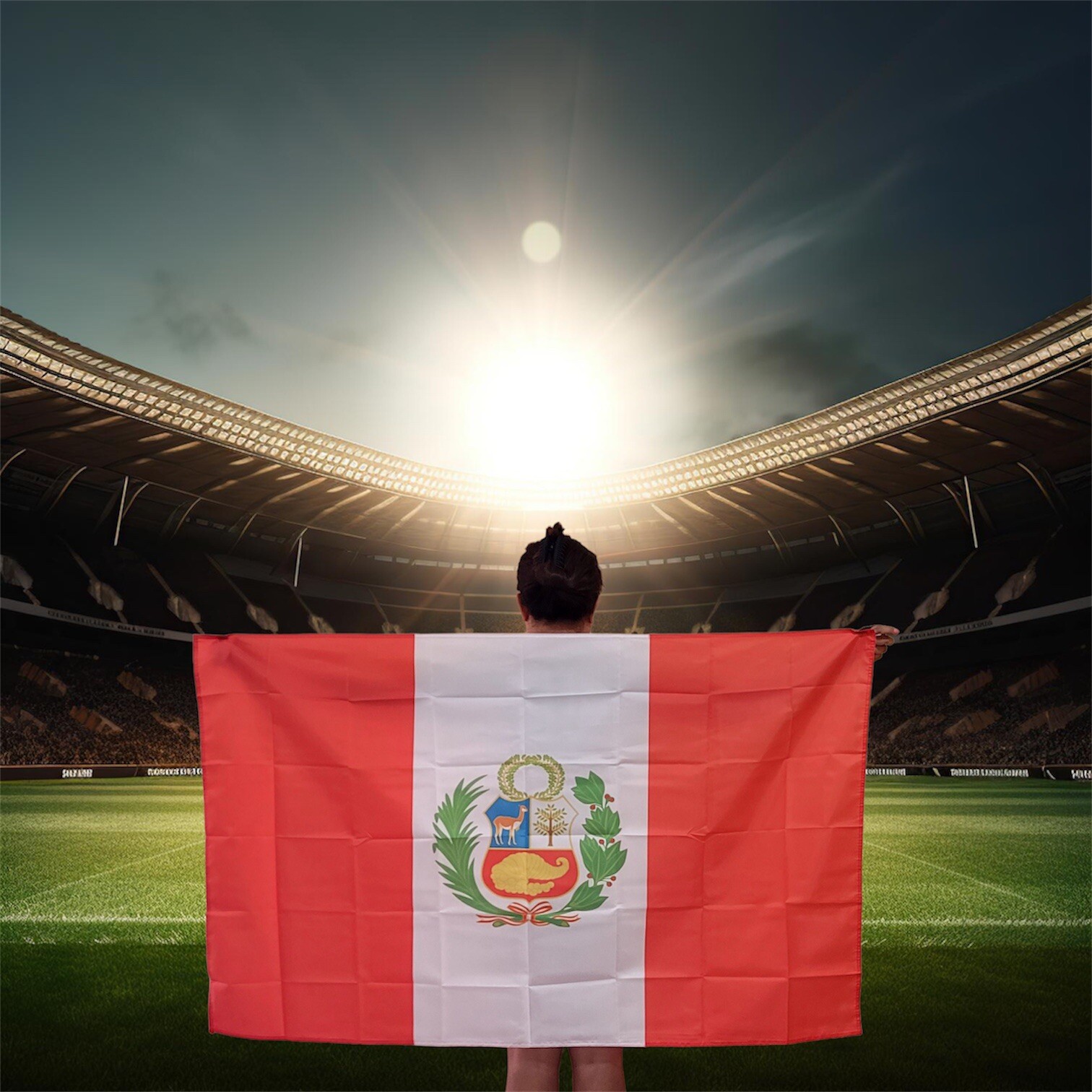 Peru Fan Cape Emblem Body Flag, 57x35 in Digitally Printed Polyester New Peru Fan Cape Emblem Body Flag, 57x35 in Digitally Printed Polyester New