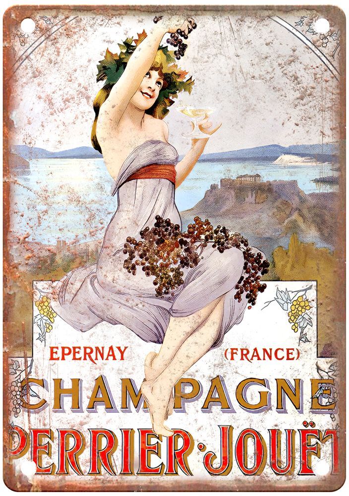 Champagne Perrier-Jouët Vintage Liquor Poster Reproduction Metal Sign E730