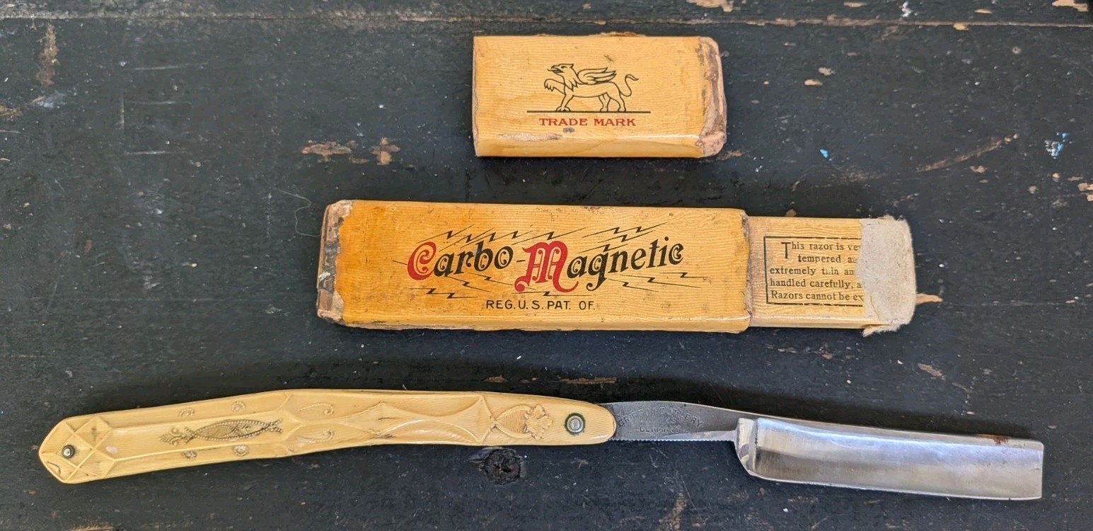 RaRe AnTiQuE GRIFFON XX 60 CARBO MAGNETIC Straight Razor Germany in Box VinTagE RaRe AnTiQuE GRIFFON XX 60 CARBO MAGNETIC Straight Razor Germany in Box VinTagE