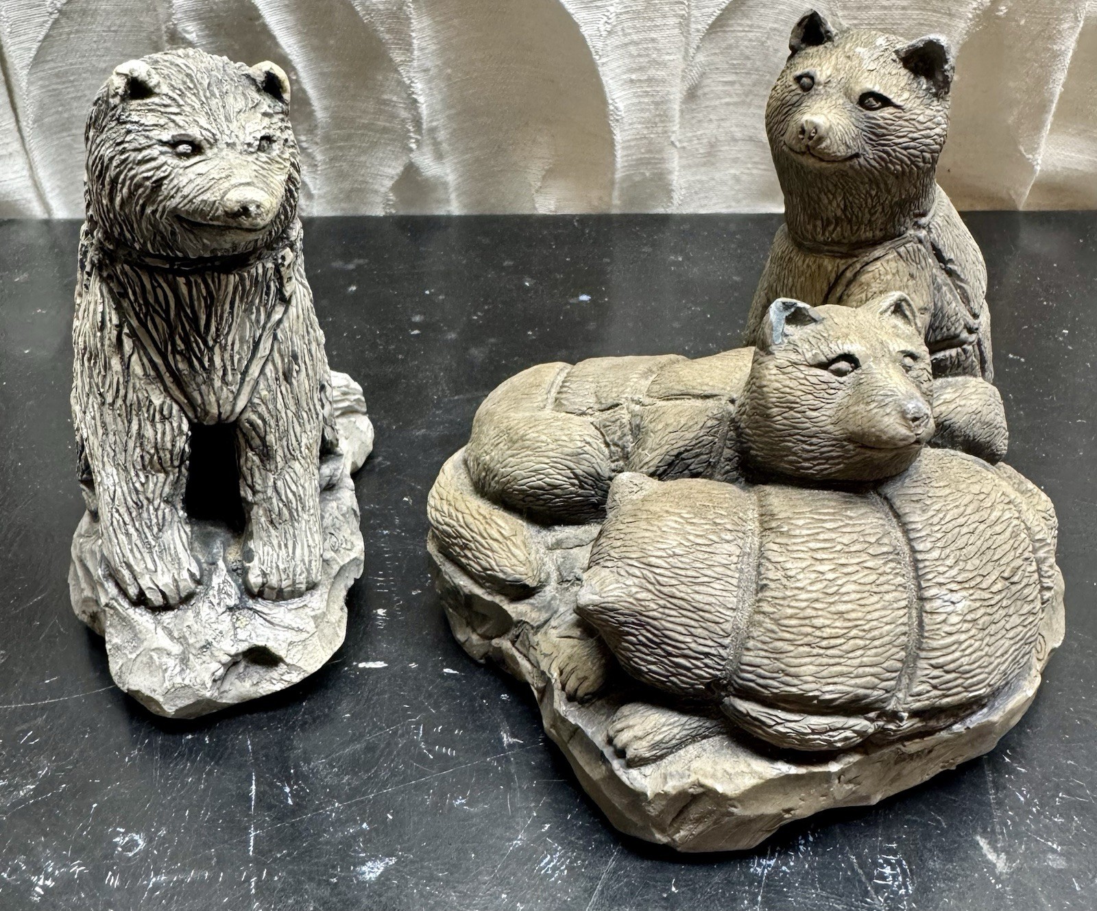 Vintage Alaska Glacial Ice Ace Sculptures, Handcrafted Sled Dogs/ Husky.