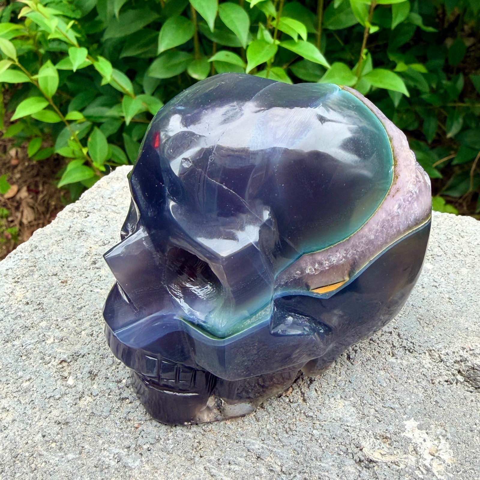 1.65lb Amethyst agate crystal cave skull, Rare hand carved skull specimen 1.65lb Amethyst agate crystal cave skull, Rare hand carved skull specimen