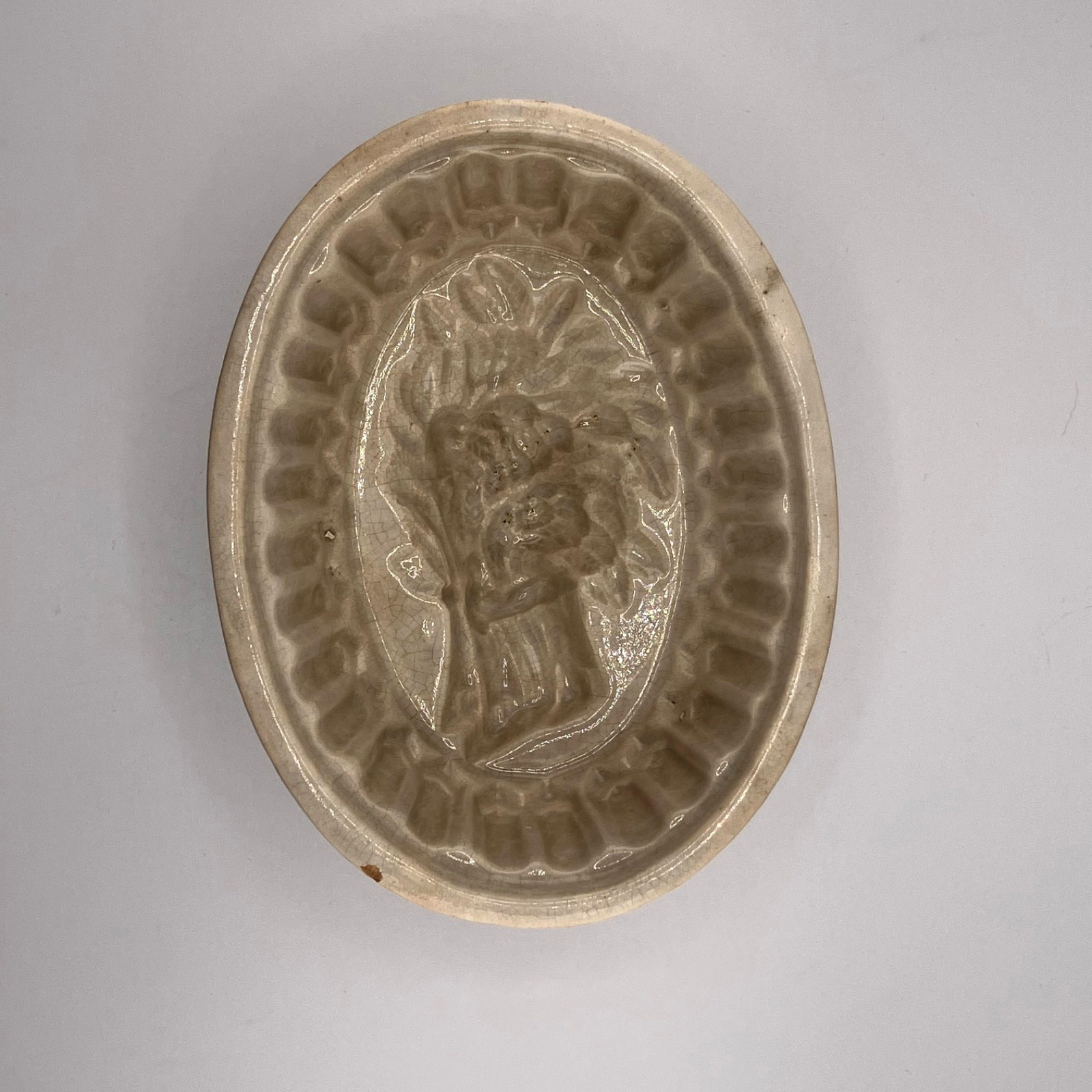 Antique Victorian English Ironstone Jelly/Pudding Mold High Relief Wheat Design