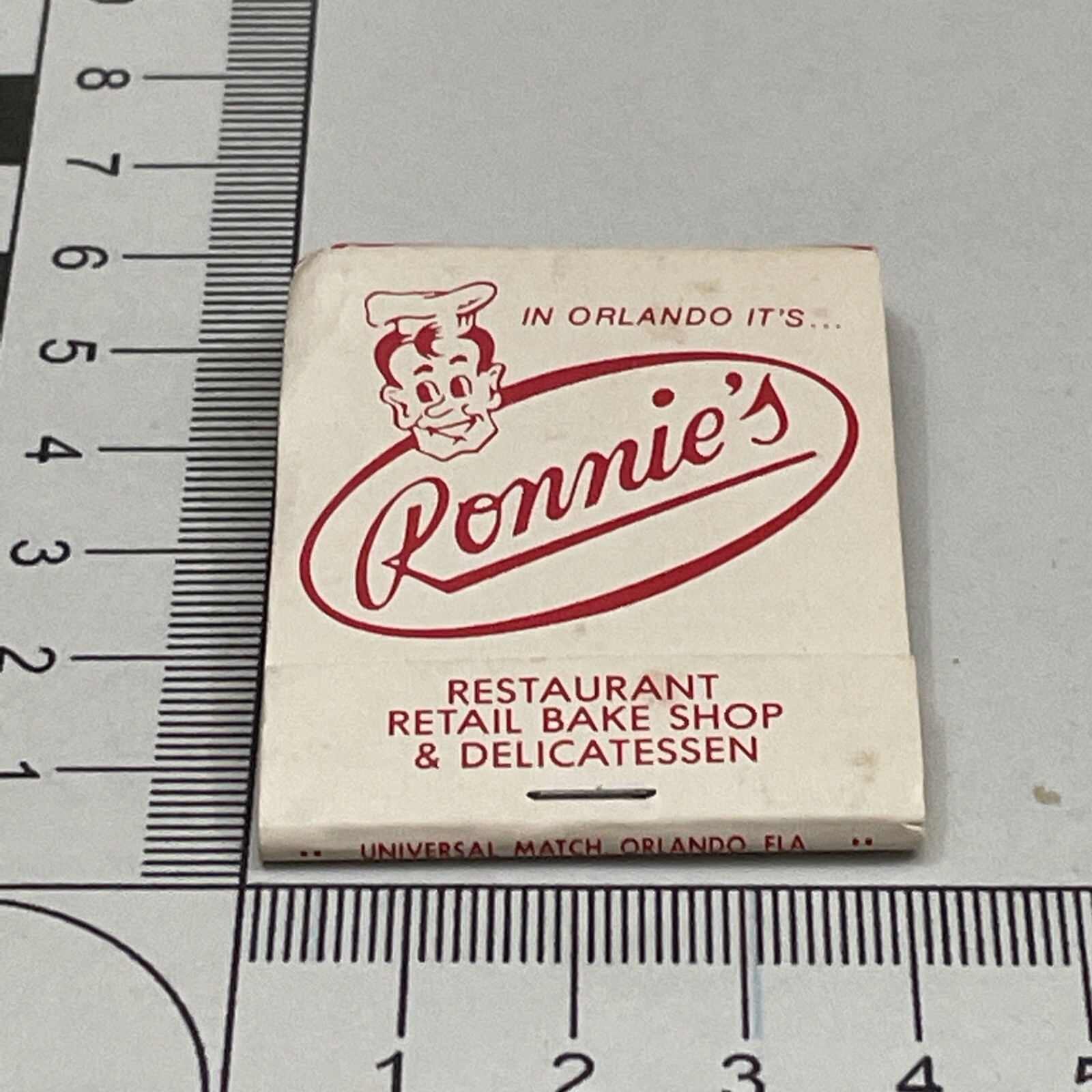 Vintage Matchbook Cover  Ronnie’s  Restaurant Bake Shop  Orlando, Florida  gmg