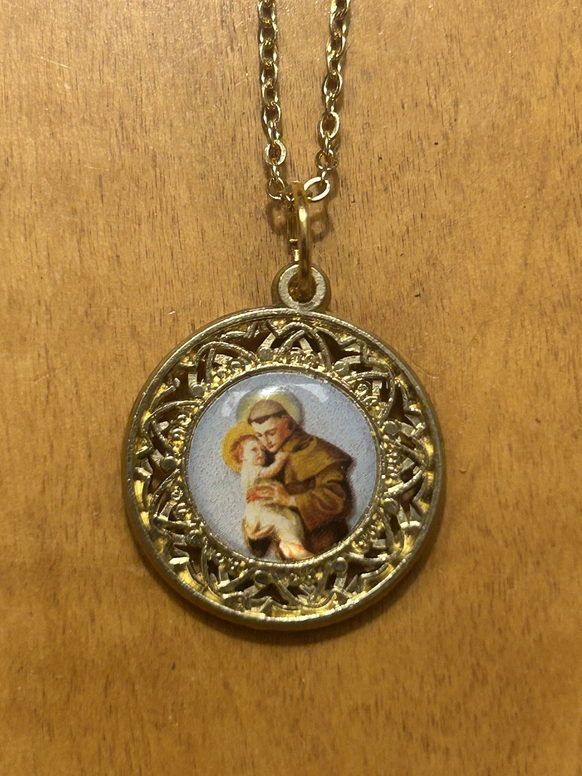 Vtg Catholic St. Anthony Pendant Necklace 