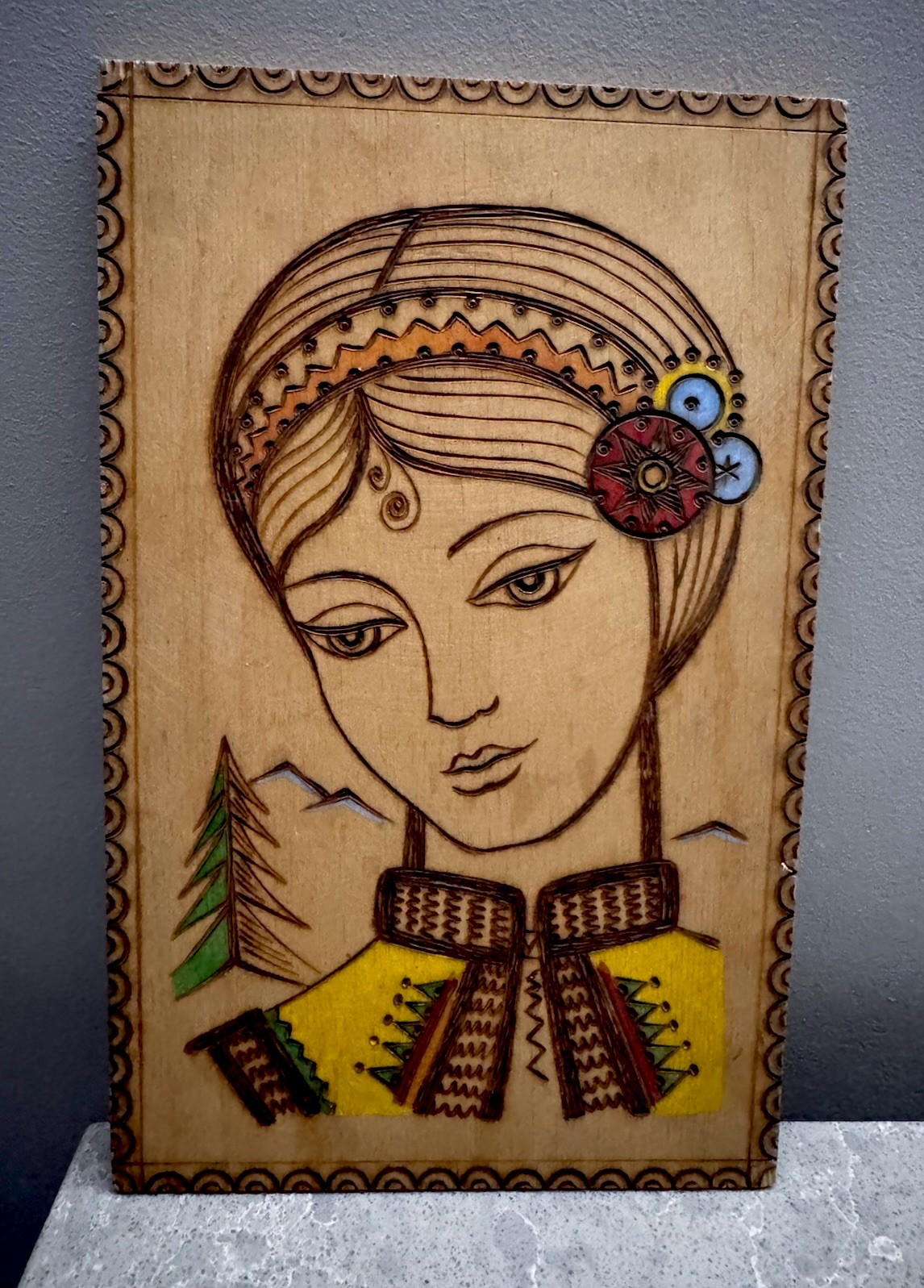 Vintage USSR Wooden Picture “ Ukrainian Beauty “ Burning Technique Soviet Decor Vintage USSR Wooden Picture “ Ukrainian Beauty “ Burning Technique Soviet Decor