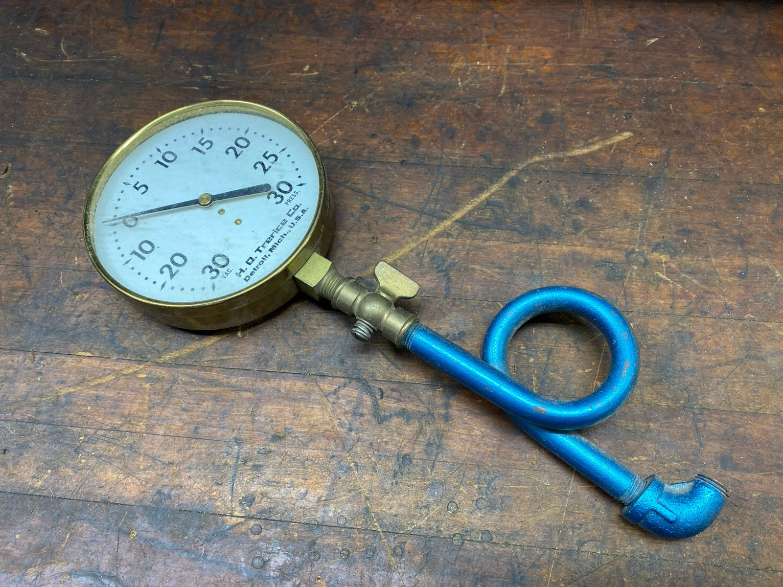 Antique H.O. TRERICE CO. Gauge Vacuum & Pressure Detroit Mich USA