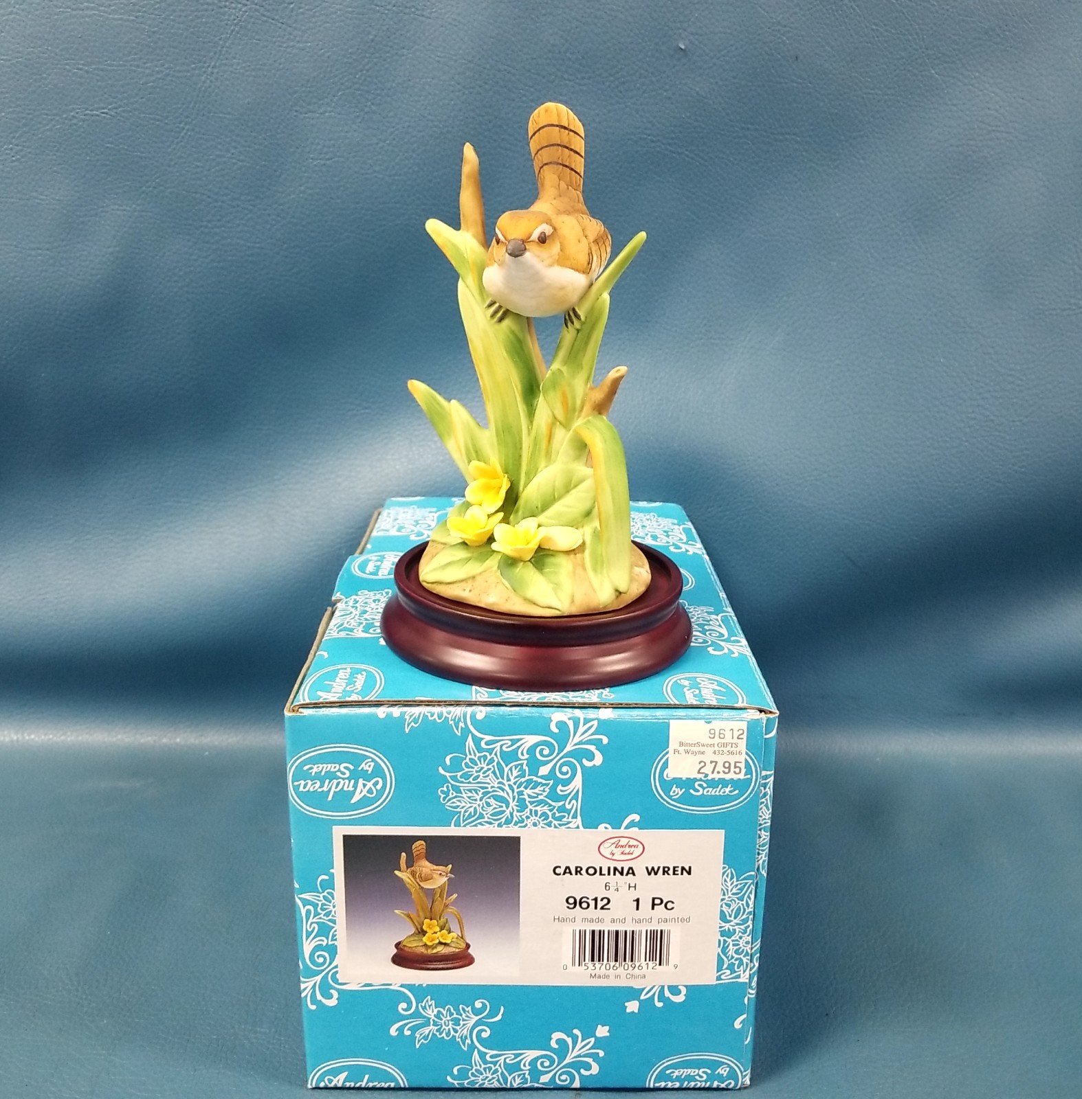 Vintage Andrea By Sadek Porcelain Wren Figurine #9612 In Box