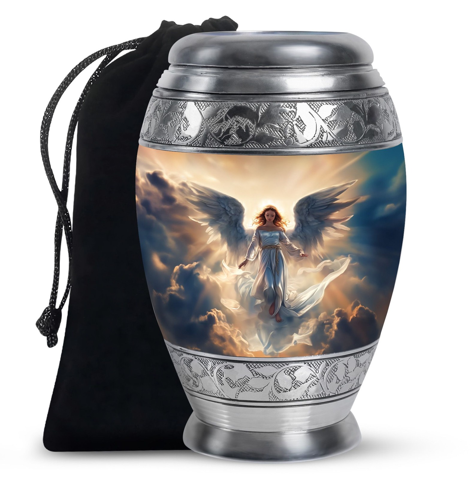 Serene Angel Memorial Urns for Human Ashes Adult Mother, Handmade Urn (10 Inch)