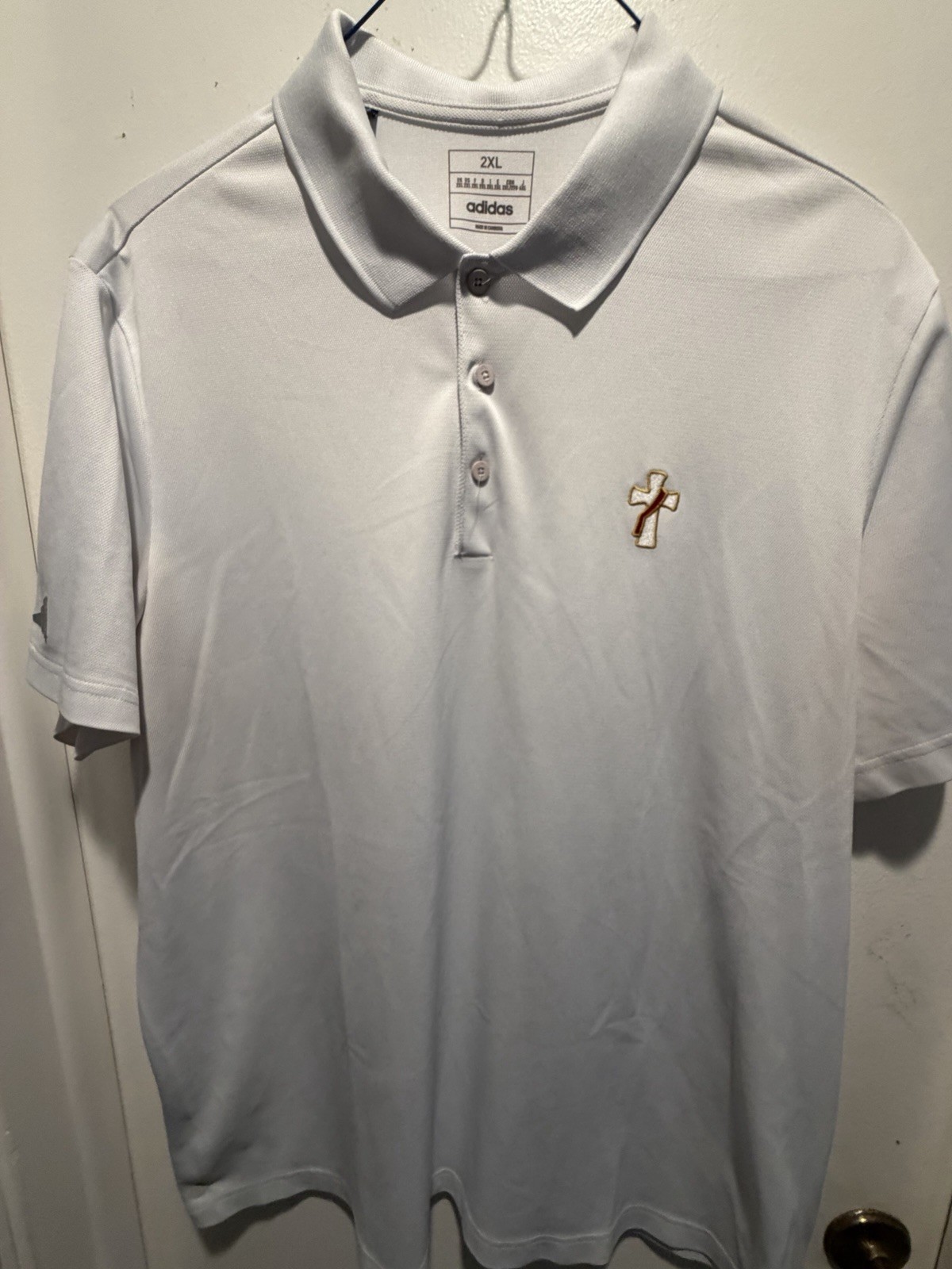 Adidas men’s Polo With Deacon Cross, White, Size XXL Adidas men’s Polo With Deacon Cross, White, Size XXL