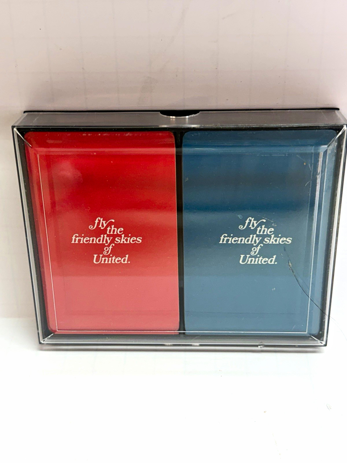 Vintage United Airlines Playing Cards 2 Decks Red Blue Friendly Skies Set & Case Vintage United Airlines Playing Cards 2 Decks Red Blue Friendly Skies Set & Case