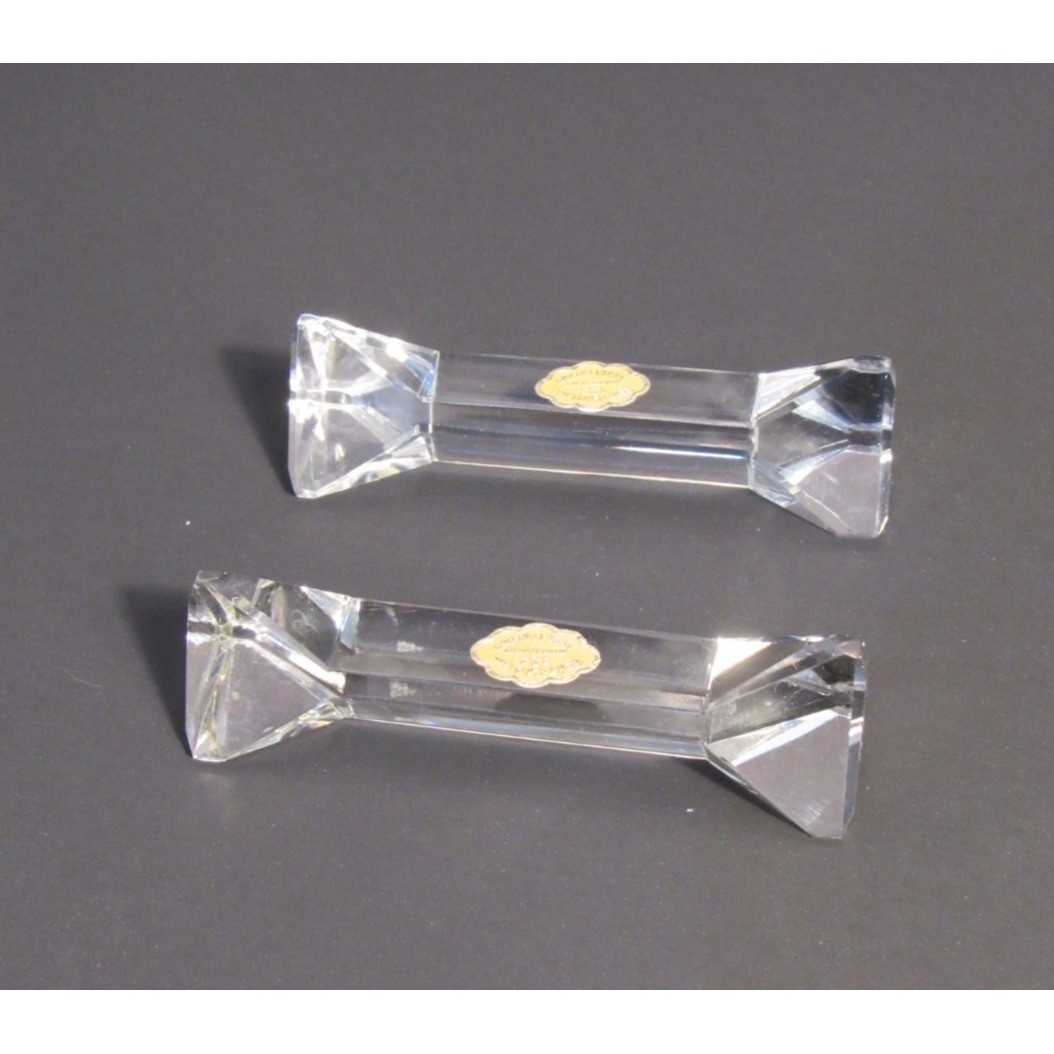 Vintage Echt Cristall Sudetenland Hand Cut Glass Knife Rests Set of 2 Clear