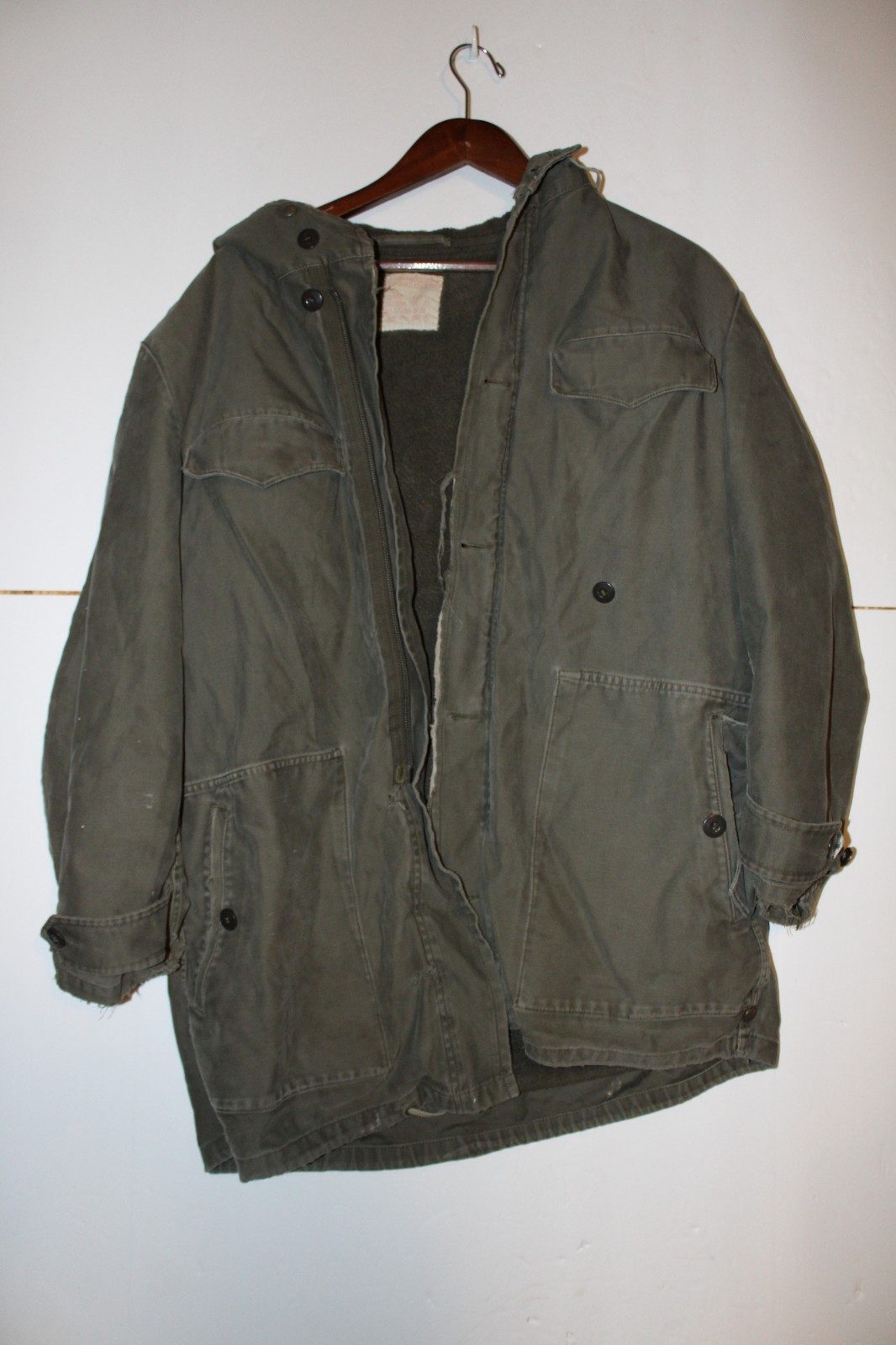 Scharrer Untergriesbach Military Parka Jacket fleece lined Vintage Distressed