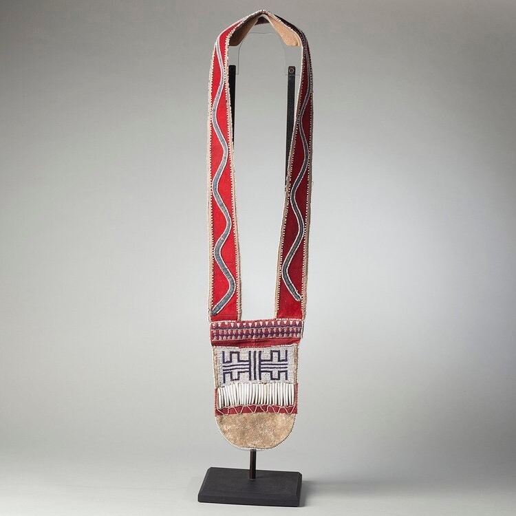 c.1850 Tahltan Beaded Ceremonial Bag Native American Dentalium Shell