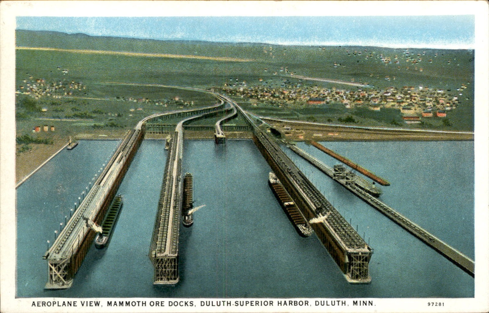 Duluth MN Mammoth Ore Docks c1930s-40s Vintage Postcard