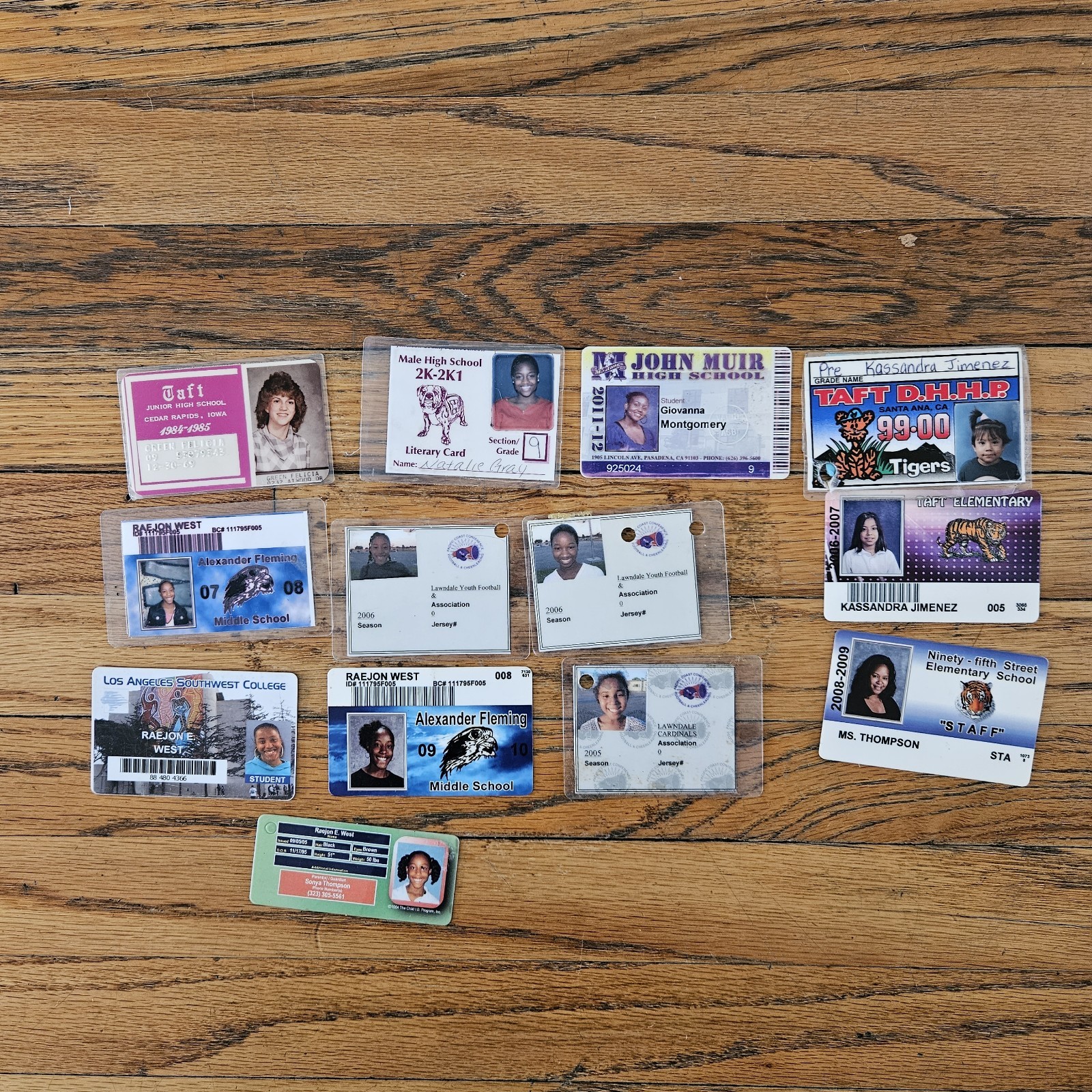 VINTAGE 1980-2010\'S LOT 13 JR. HIGH SCHOOL STUDENT IDENTIFICATION CARD IDS