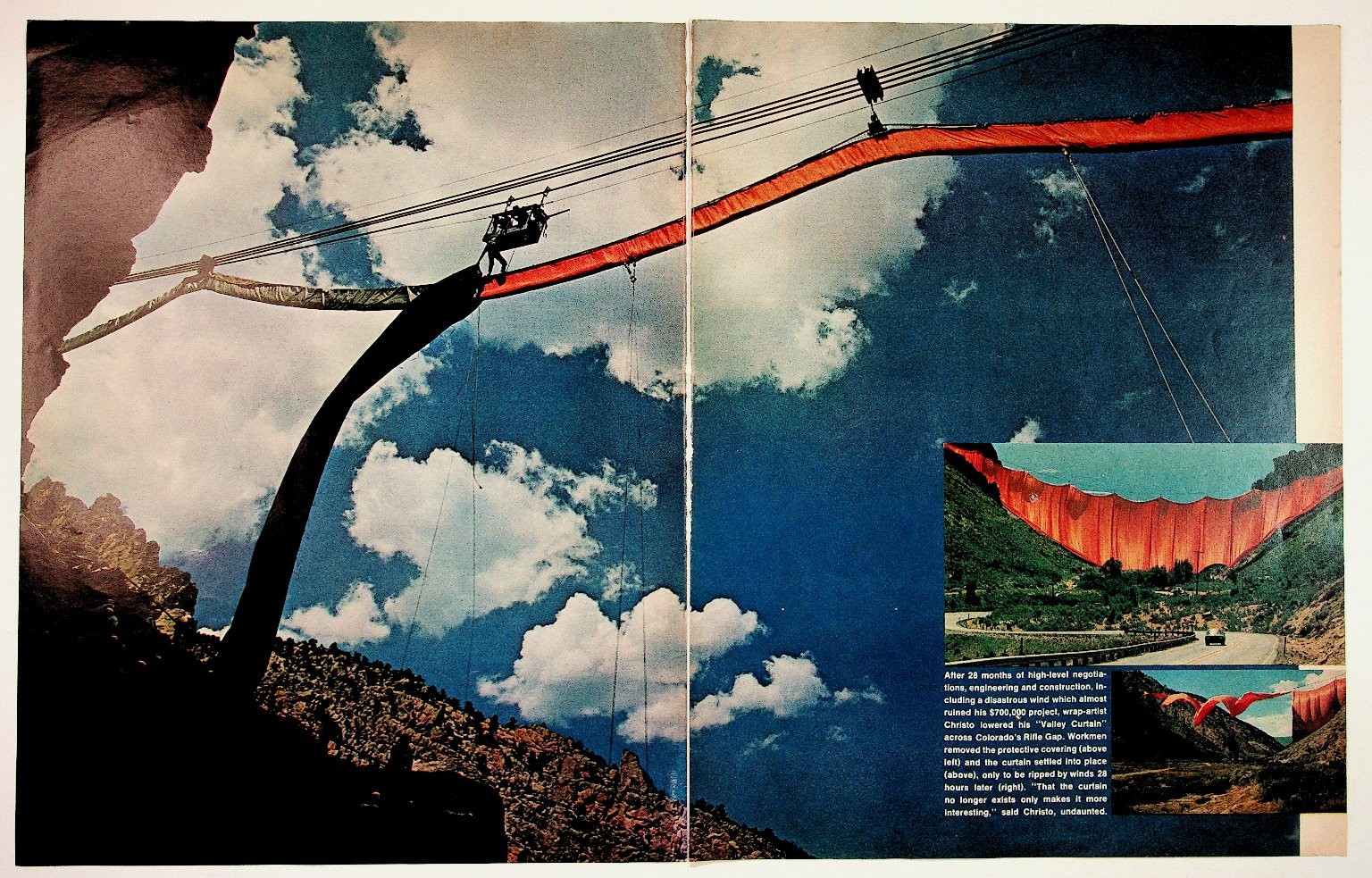 Vintage Christo Valley Curtain Rifle Gap Colorado Art Magazine Print 1972 Vintage Christo Valley Curtain Rifle Gap Colorado Art Magazine Print 1972