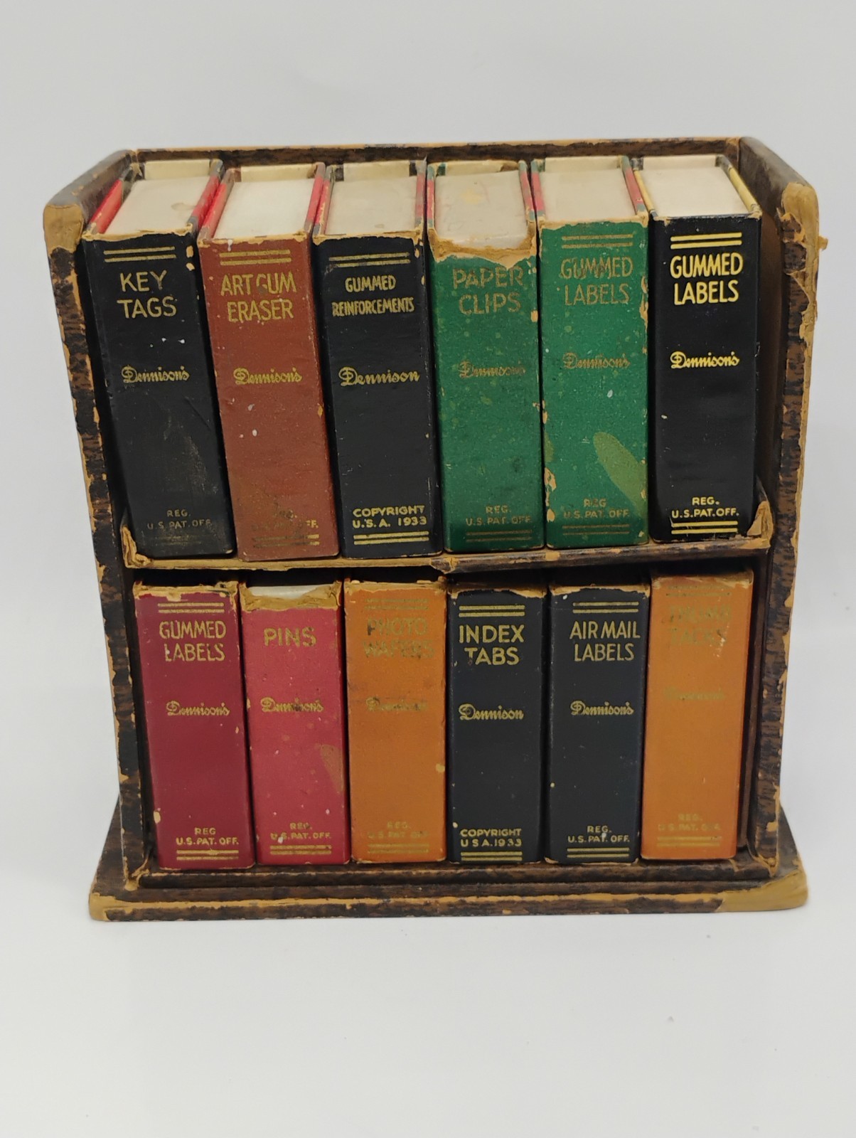 Vintage Dennison\'s Bookshelf 12 Books Office Supplies Some With Contents 1933
