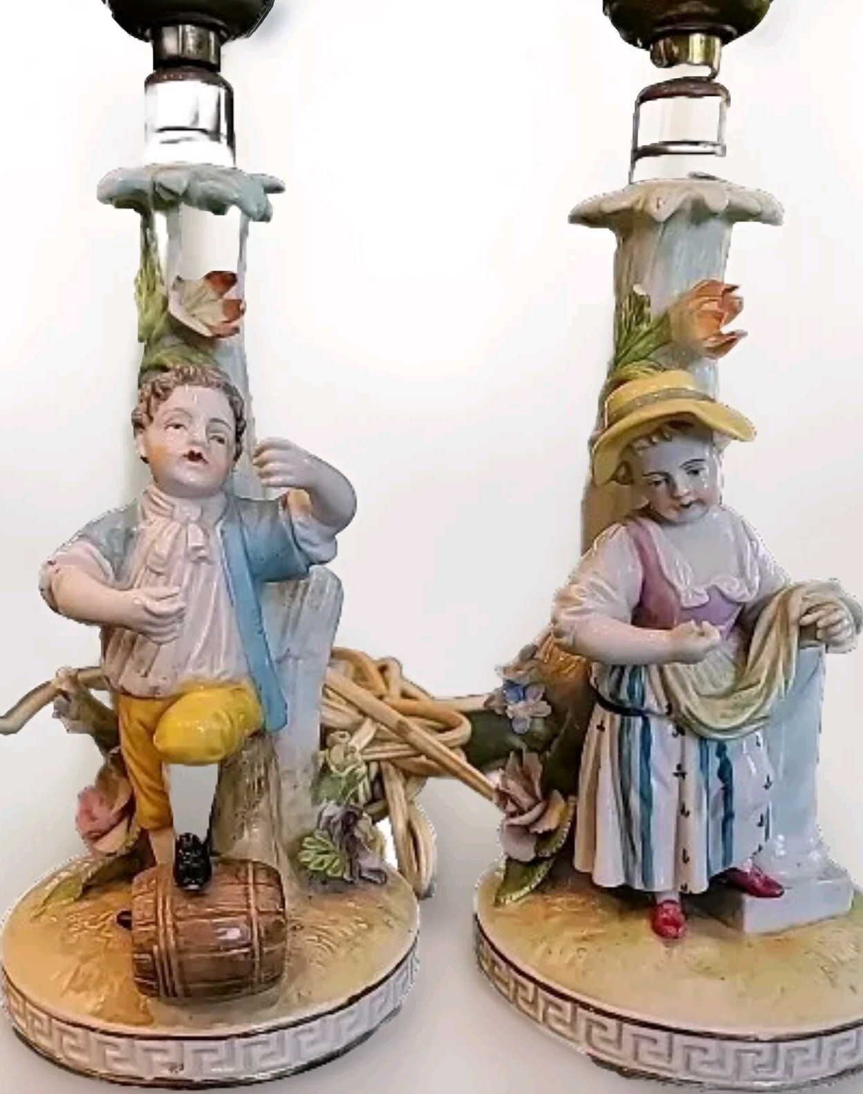 Lamps Dresden Figural Porcelain Antique Pair 2 Saxony Electric Marked 10 1/2 Lamps Dresden Figural Porcelain Antique Pair 2 Saxony Electric Marked 10 1/2