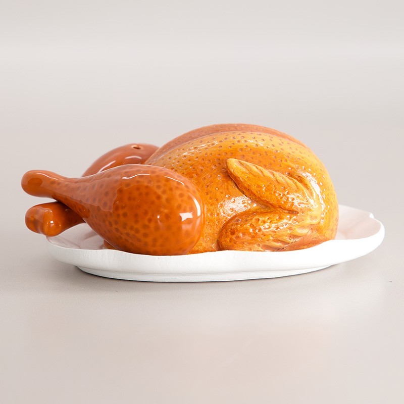 Roasted Turkey Salt & Pepper Shaker Set Magnetic Legs Thanksgiving Table Decor