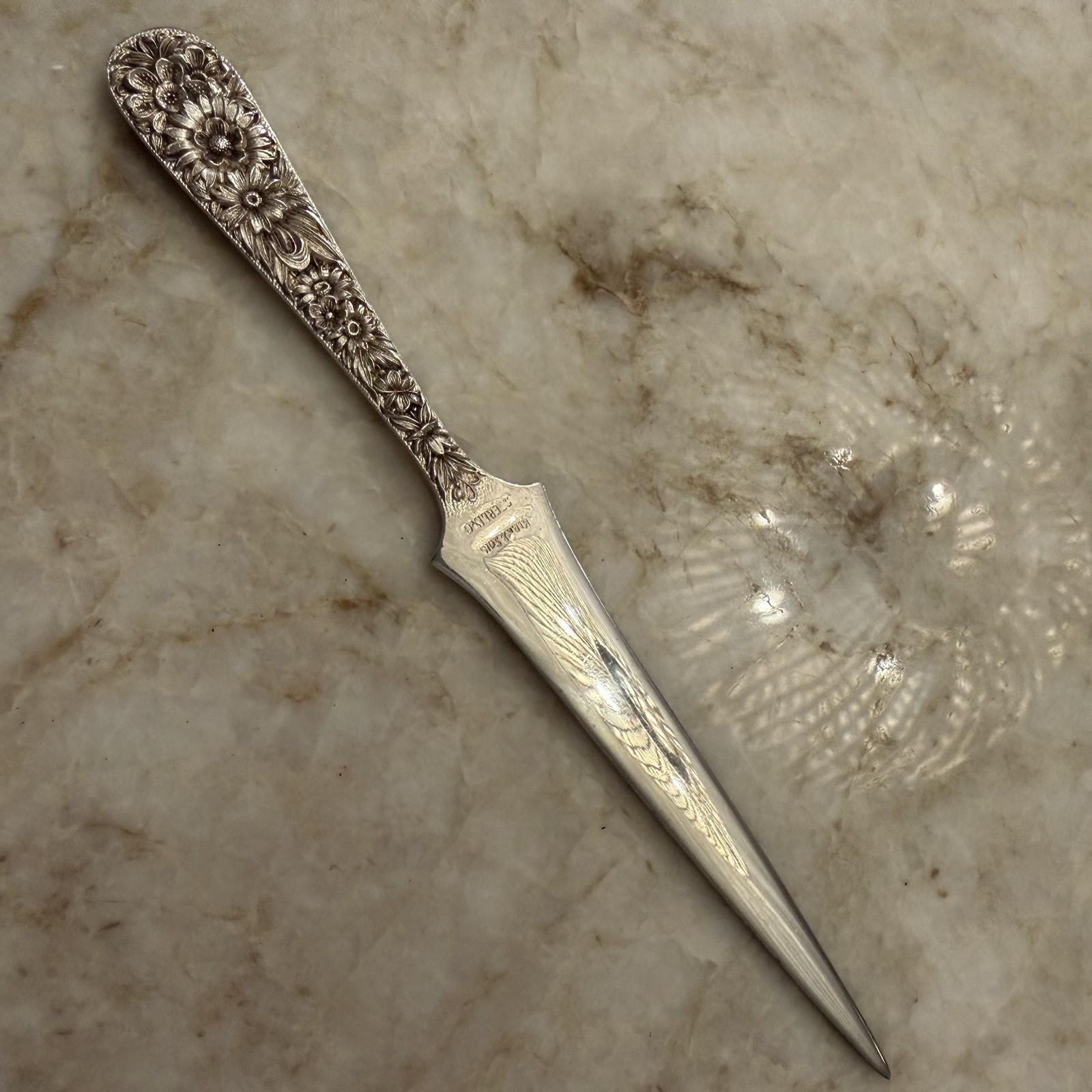 Vintage S. Kirk & Son STERLING Silver Letter Opener Repousse Floral Pattern