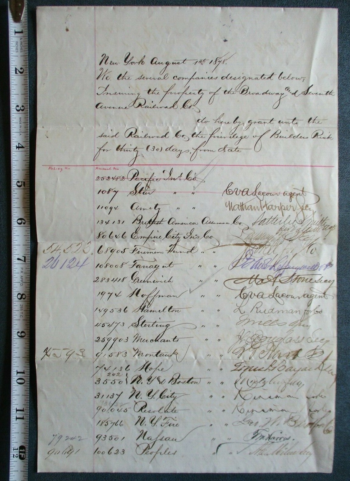 1878 NYC Subway Petition \