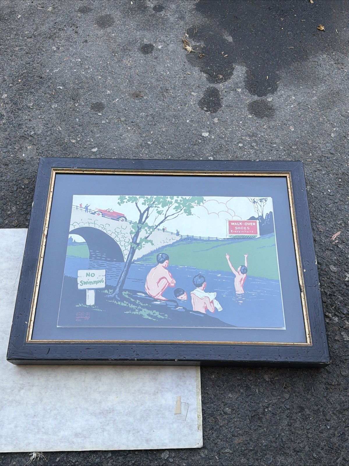 Vintage 1920s Walk Over Shoes Store Sign Advertising Print Perfection 5th Ave NY
