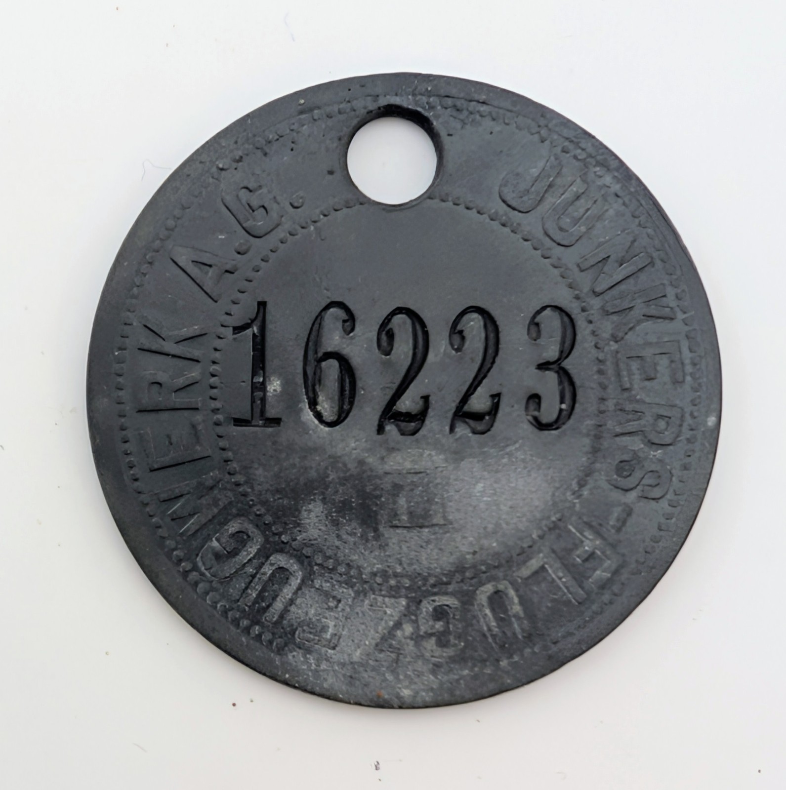 Rare Vintage WWII German Aircraft JUNKERS FLUGZEUGWERK A.G. Employee Badge Tag
