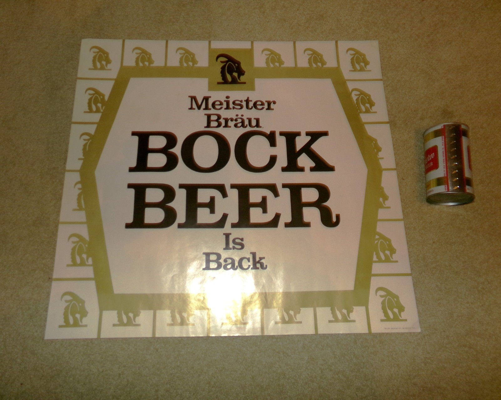 1960's MEISTER BRAU BOCK beer large wall sign CHICAGO  NOS