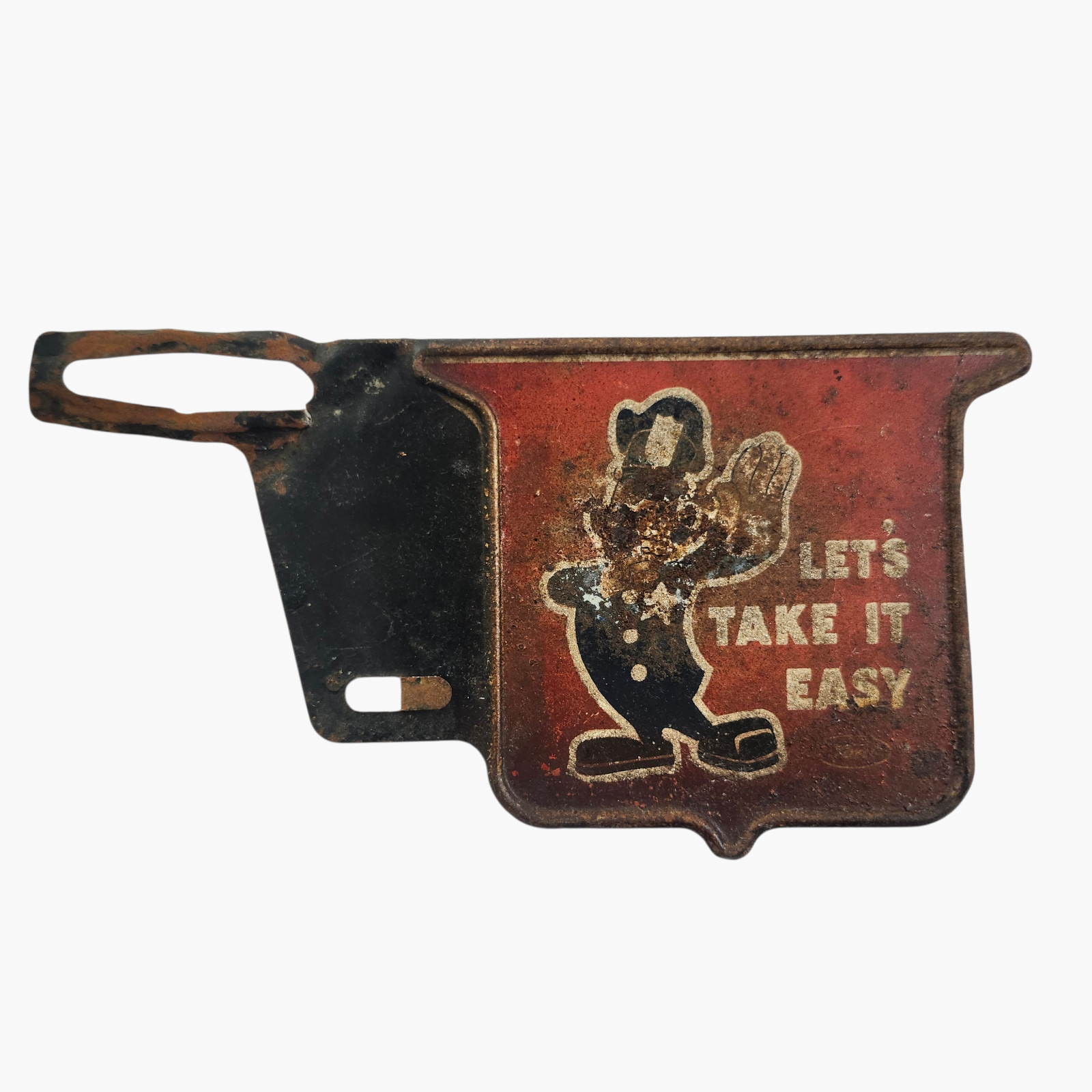 Vintage 1940’s-1950\'s Ford “ Let’s Take It Easy” License Plate Topper Policeman Vintage 1940’s-1950\'s Ford “ Let’s Take It Easy” License Plate Topper Policeman