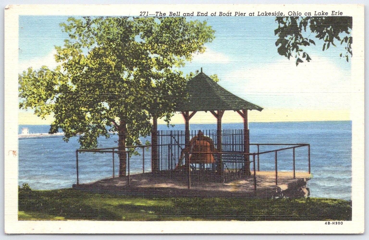 Lakeside Ohio Bodt Pier Bell Lake Erie Vintage Curteich Linen Postcard 1940s Lakeside Ohio Bodt Pier Bell Lake Erie Vintage Curteich Linen Postcard 1940s