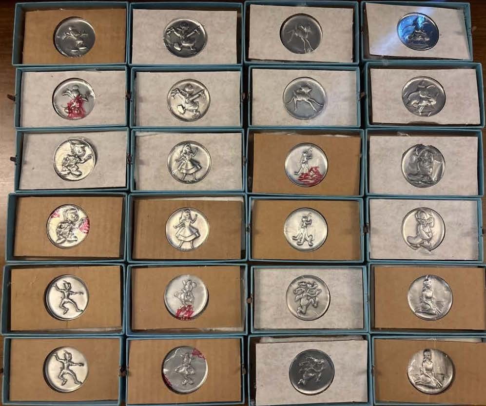 Lot Of 24 Vintage Pewter  Disney Collectors Coins