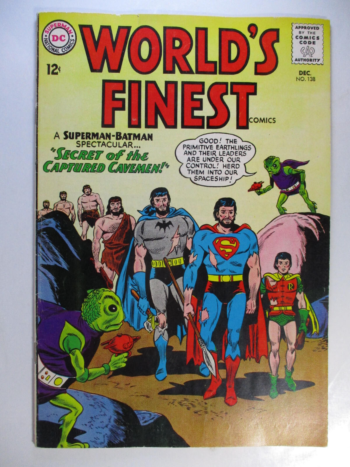 World\'s Finest #138 Cavemen Superman Batman Green Arrow, Fine+, 6.5, White Pages World\'s Finest #138 Cavemen Superman Batman Green Arrow, Fine+, 6.5, White Pages