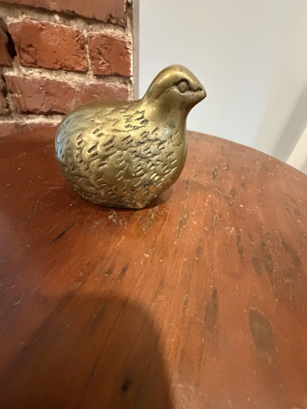 Vintage Brass Quail Figurine Mid Century Partridge Bird Paperweight Textured MCM