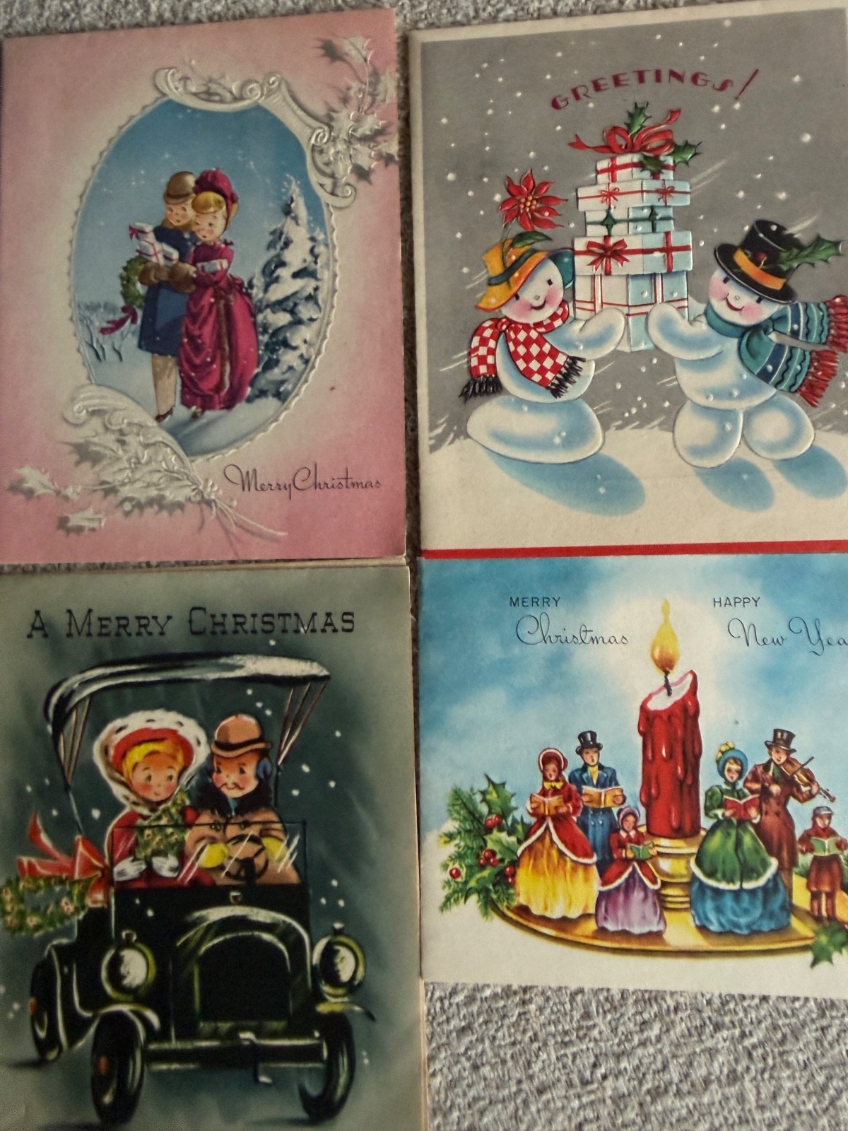 Lot of 4 Used Vintage Mid Century Christmas Cards Lot of 4 Used Vintage Mid Century Christmas Cards